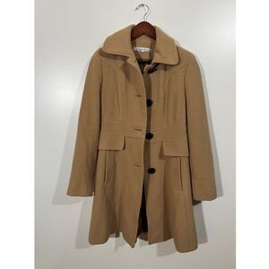 Kenneth Cole Wool Trench Coat in Camel Brown Size 4 Tan Vintage 90s